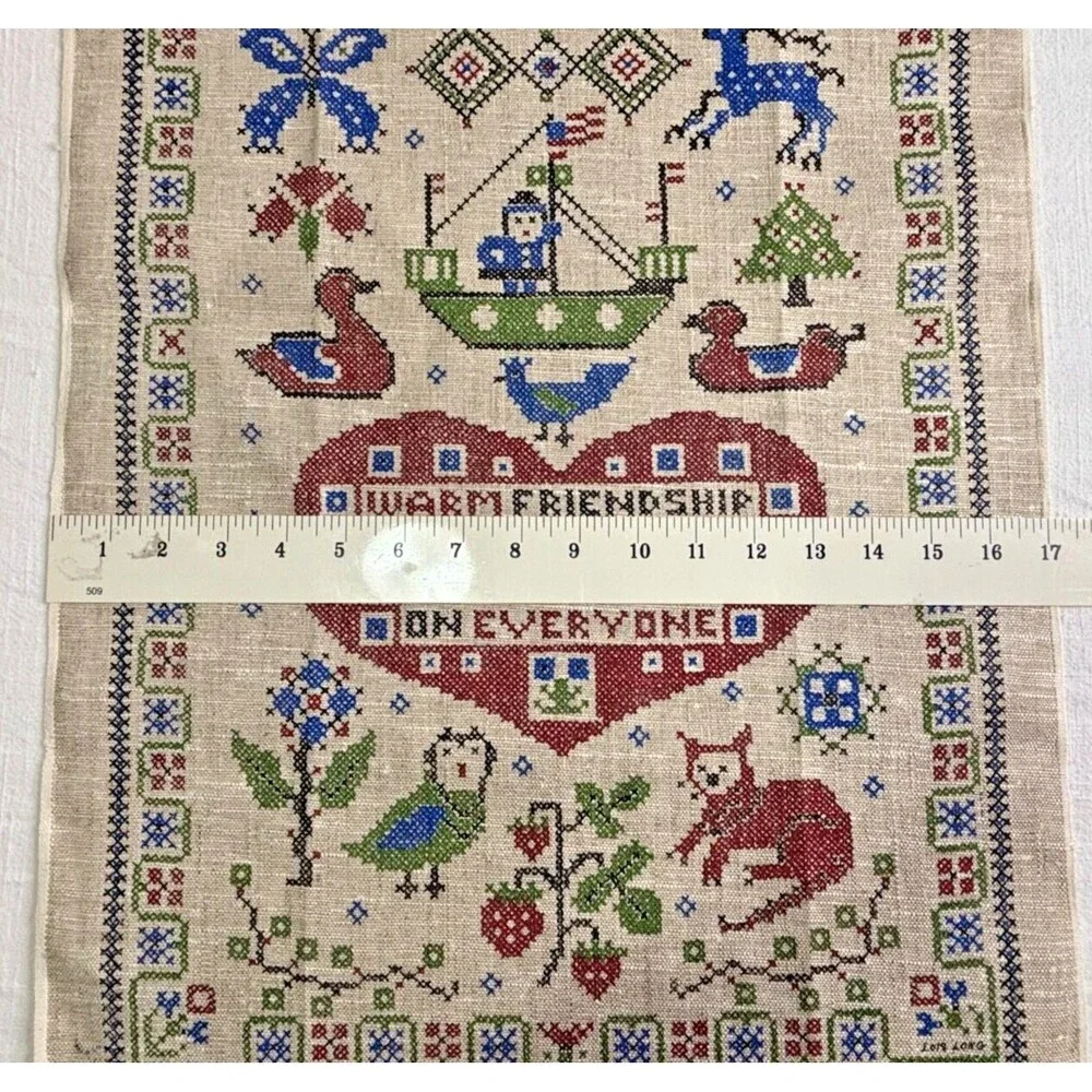 Vintage Kay Dee 100% Pure Linen Tea‎ Towel MCM Design by Lois Long 17 x30 NEW